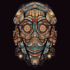 Monster alien robotic face illustrations design, generative ai