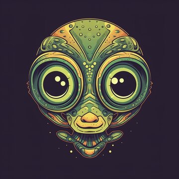 Monster alien robotic face illustrations design, generative ai