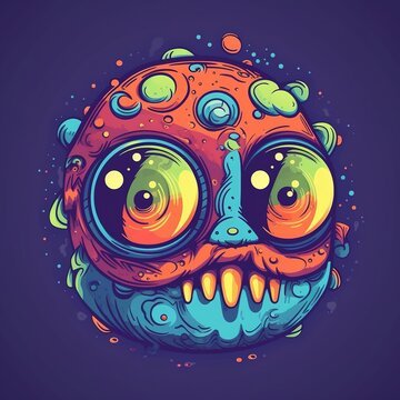Monster alien robotic face illustrations design, generative ai