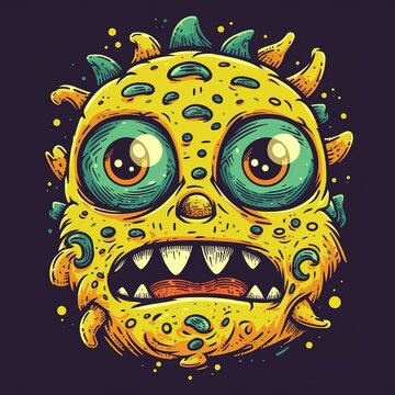 Monster alien robotic face illustrations design, generative ai
