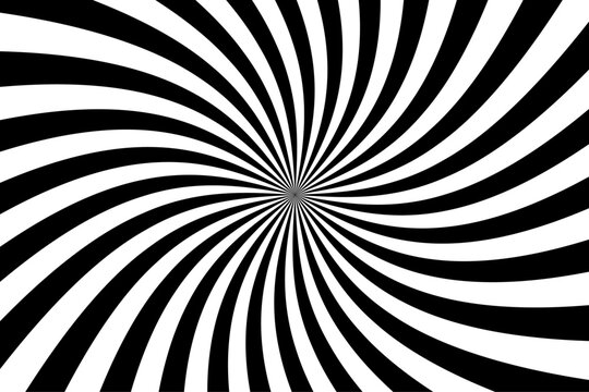 Ray twist light. Black strips isolated on white background. Radial waves line. Pattern curved. Comic spinning. Effect curves rays. Abstract concentration stripe. Cartoons style. Vector illustration