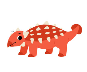 Hand drawn cartoon ankylosaurus. Cute dino