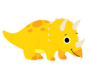 Hand drawn cartoon triceratops. Cute dino