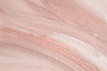 Art Oil and acrylic smear painting blot canvas wall. Abstract nacre beige pink color stain...