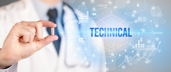 Doctor giving a pill concept