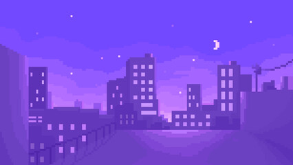 Naklejka premium ピクセルアートな90sアニメ風の背景♪