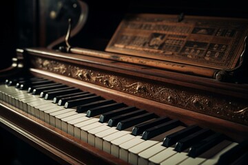 Fototapeta na wymiar Old-fashioned music keyboard. Generative AI
