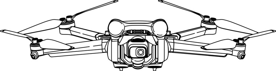 Drone FPV Line Stroke. FPV Glasses. Drone Vector Isolated. White Background. R2322040014