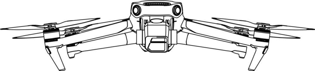 Drone FPV Line Stroke. FPV Glasses. Drone Vector Isolated. White Background. R2322040012
