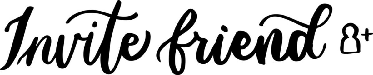 Invite friend hand lettering social media text clipart
