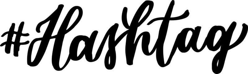 Hashtag hand lettering social media text clipart