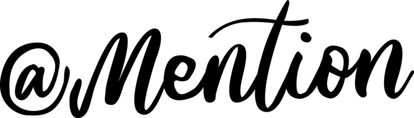 Mention hand lettering social media text clipart