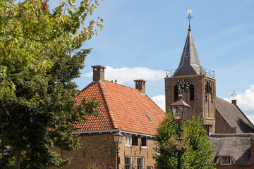 Fototapeta premium Church tower in the Dutch village of Linschoten.