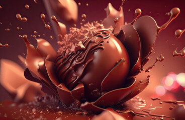 Creative chocolate rose. Love concept, generative ai