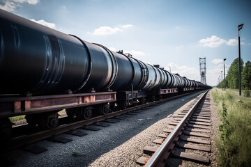 Fototapeta na wymiar Energy sector hydrogen pipelines on train. Generative AI