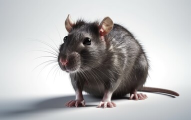 A rat on a white background house rat domestic animal Generative AI