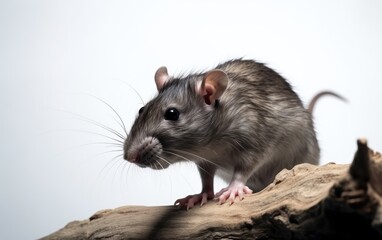 A rat on a white background house rat domestic animal Generative AI