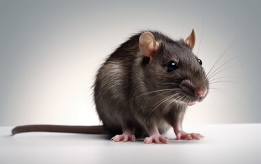 A rat on a white background house rat domestic animal Generative AI