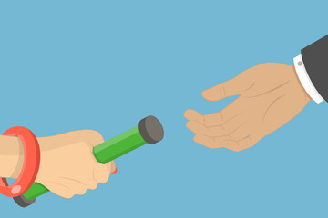 3D Isometric Flat Vector Conceptual Illustration of Passing Relay Baton, Succession Planning