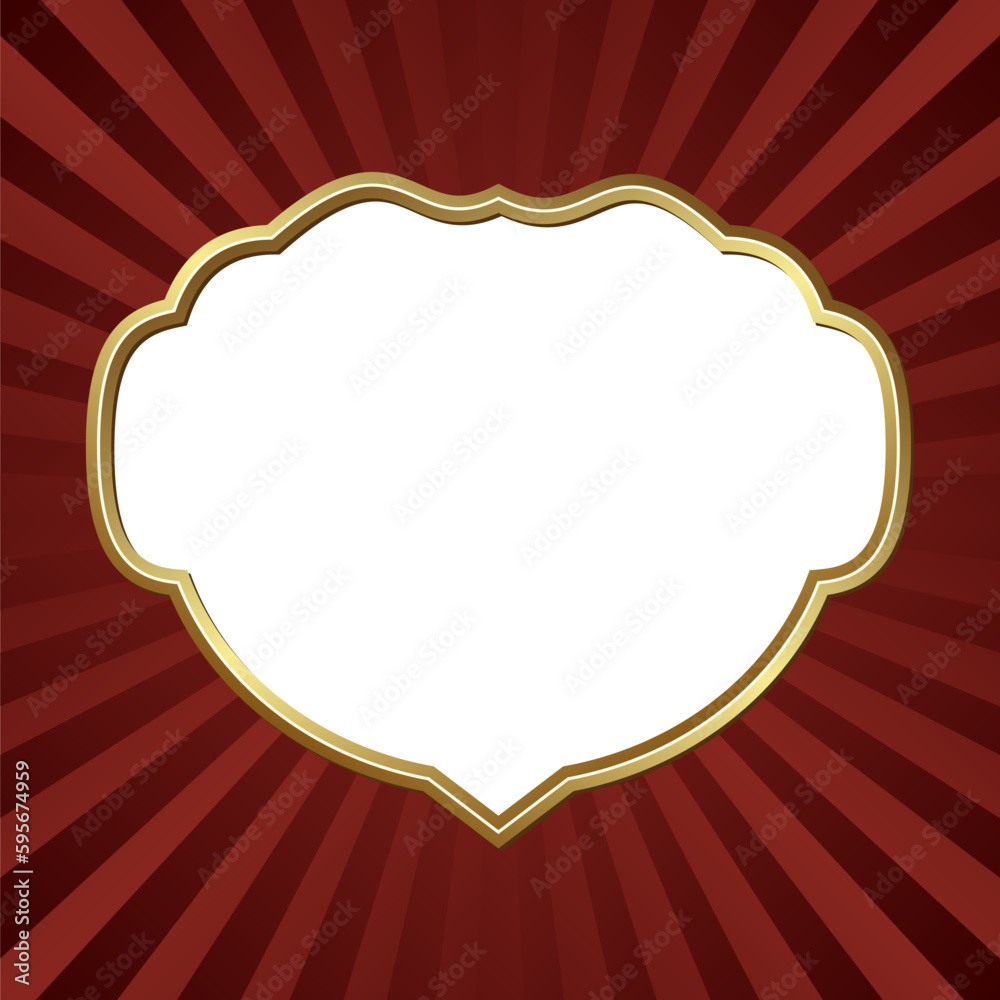 Sticker red background with decorative golden frame