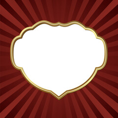 red background with decorative golden frame