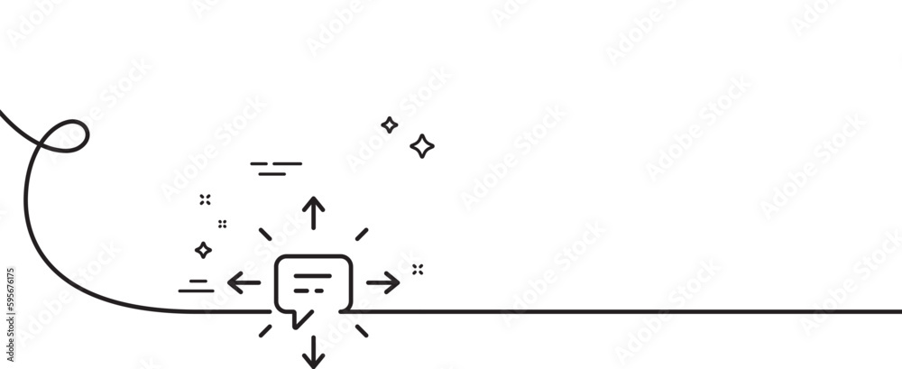 Poster conversation line icon. continuous one line with curl. chat messages or sms sign. communication symb
