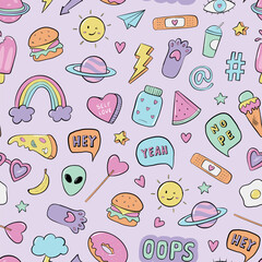 seamless pattern with funky doodles for wallpaper, textile prints, scrapbooking, stationary, wrapping paper, etc. EPS 10