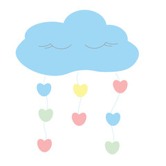 cartoon sleepy cloud flat design with hearts