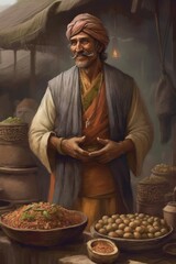 Middle-Aged Spice Merchant Medieval Fantasy RPG Character Illustration [Generative AI]
