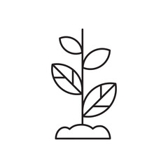 Planting vector line icon. Seedling flat sign design. Planting nature leaf symbol pictogram. UX UI isolated icon of seedling planting leaf. Linear icon outline seed symbol