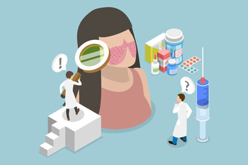 3D Isometric Flat Vector Conceptual Illustration of Systemic Lupus Erythematosus, SLE, Skin Disease