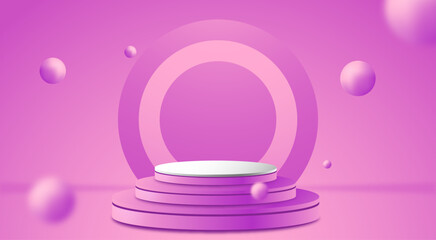 Realistic 3D vector podium, pedestal scene. Showroom podium for product presentation