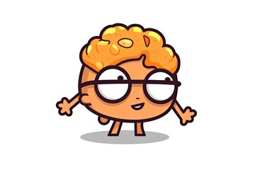 quirky cartoon character wearing glasses and a donut as a hat. Generative AI