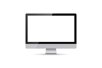 Realistic monitor on transparent background, with transparent screen. Png illustration.