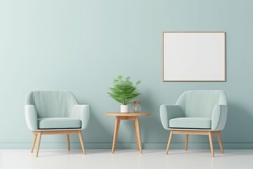 cozy living room with two chairs and a table. Generative AI