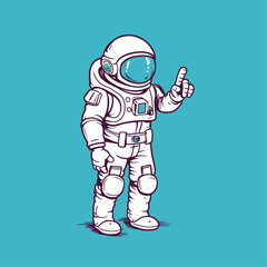 Astronaut waving peace hand cartoon vector icon illustration Science and technology icons isolated