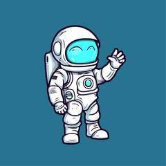 Obraz na płótnie Canvas Astronaut waving peace hand cartoon vector icon illustration Science and technology icons isolated