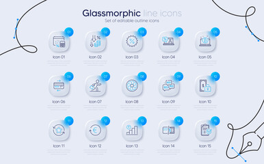 Naklejka premium Set of Online loan, Credit card and Businessman run line icons for web app. Loyalty points, Fan engine, Bid offer icons. Graph chart, Bitcoin, Deflation signs. Annual tax. Vector