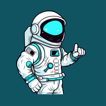 Astronaut waving peace hand cartoon vector icon illustration Science and technology icons isolated