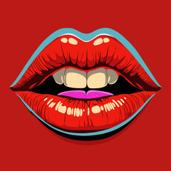 Lip Mouth Tooth Vector Cartoon Illustration