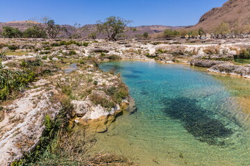 Wadi Darbat Valley, one of the most beautiful and picturesque places of nature in the Dhofar region in the Sultanate of Oman.