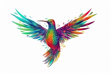 vibrant bird soaring with its wings outstretched. Generative AI