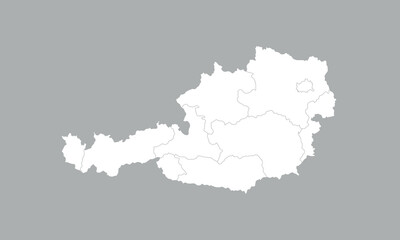 Austria map. Austria map with regions isolated on grey background. Vector illustration