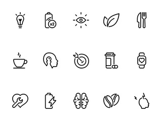 Simple vector icon on a theme caffeine, reaction, speed, concentration, stimulant