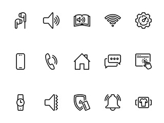 Simple vector icon on a theme audiobook, smartphone, app, smart watch, headphones
