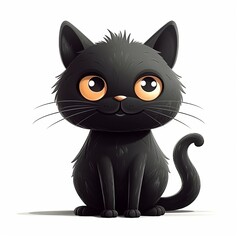 Fototapeta premium Adorable and Hilarious Black Cat Cartoon on White Background, Generative AI
