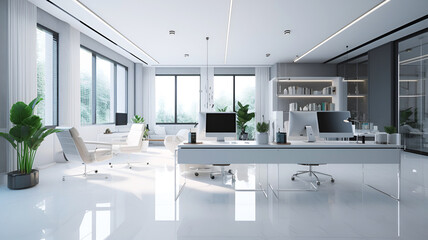 Modern large and light office interior. AI generated image
