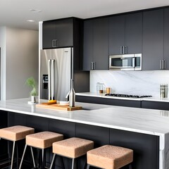 3 A modern kitchen with stainless steel appliances, marble countertops, and a sleek design3, Generative AI