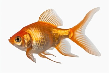 Fototapeta premium goldfish swimming in clear water against a white background. Generative AI