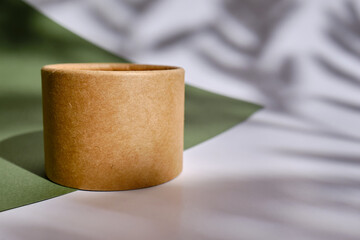 Craft packaging for food, gifts of cosmetics on a light background. Ecological individual packing